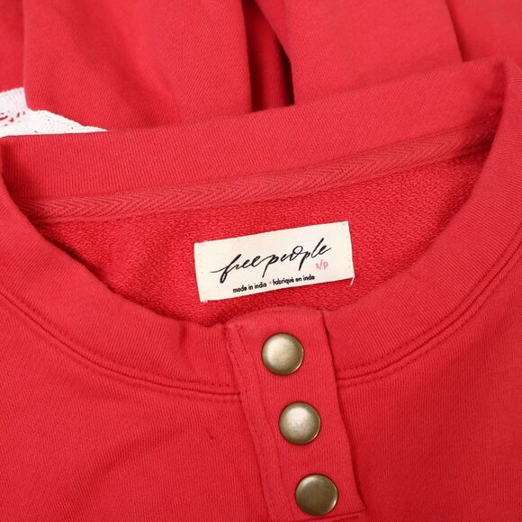 Free People Strawberry Sweatshirt Pullover Top Colorblocked Ribbed S New 283715 - Picture 6 of 6